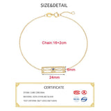 925 Silver Zircon Rectangle Charm Bracelet Classic Fine Jewelry