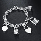 925 Silver Charm Bracelets Bangles For Women Wedding Jewelry