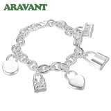 925 Silver Charm Bracelets Bangles For Women Wedding Jewelry