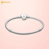 925 Silver Bracelet with Heart Clasp Snake Chain