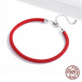 Red Rope Charm Bracelet for Women - 925 Sterling Silver Jewelry