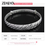 925 Sterling Silver Adjustable Bracelet&Bangle For Women Wedding Charm Jewelry