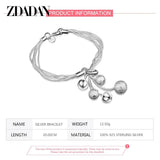 925 Silver 8MM Bead Bracelet Chain Women Wedding Jewelry