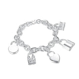 925 Silver Bracelet Five Lock Bangles Wedding Jewelry