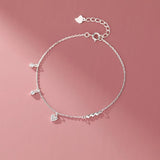 925 Silver 14K Plated Zircon Hearts Bracelet Women Wedding Jewelry