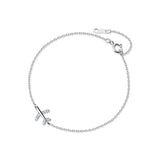 925 Silver Aircraft Bracelet Zircon Charm Airplane Bangle