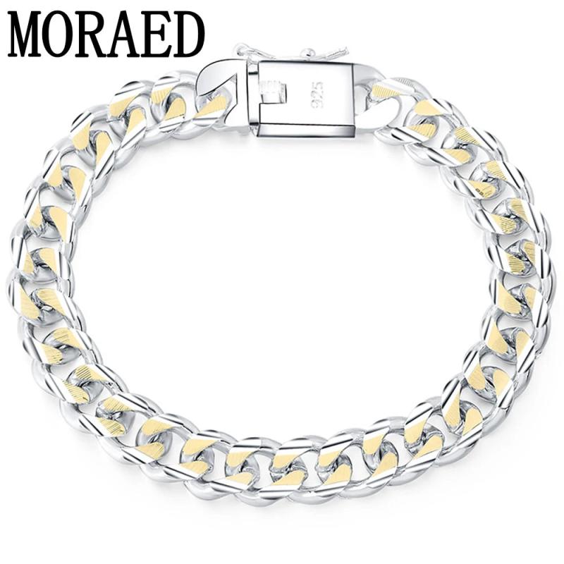 925 Sterling Silver 10mm Cuban Chain Bracelet for Men Women