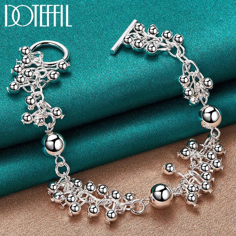 925 Silver Grapes Beads Chain Charm Bracelets For Women