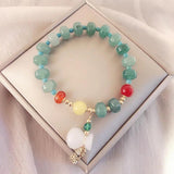 Vintage Lucky Bag Natural Jade Bracelets for Women Handemade Crystal Bea