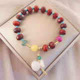 Vintage Lucky Bag Natural Jade Bracelets for Women Handemade Crystal Bea