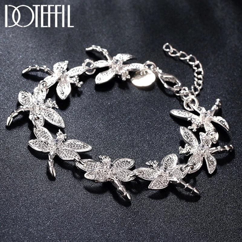925 Silver Dragonfly Bracelet with Zirconium Drill