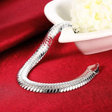 925 Silver 10mm Flat Chain Bracelet for Men