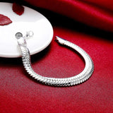 925 Silver 10mm Flat Chain Bracelet for Men