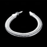925 Silver 10mm Flat Chain Bracelet for Men