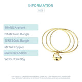 24K Circle Triple Ring Heart Bangle Wedding Jewelry