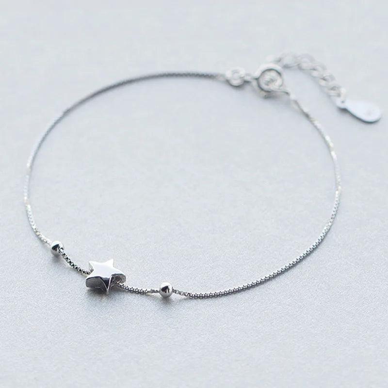 TrustDavis Sterling Silver Star Beads Bracelet Wedding Jewelry