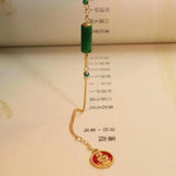 Natural Hetian Jade Green Jade Bracelet S925 Sterling Silver Lucky Tail