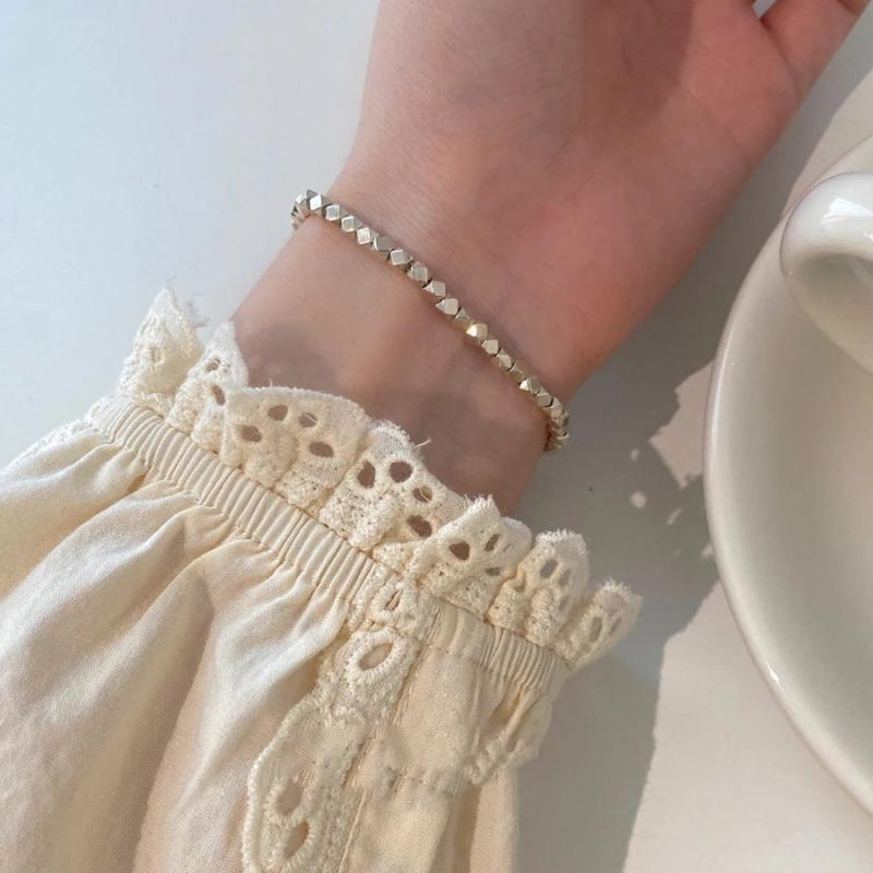 925 Sterling Silver Hiphop Square Bracelet Vintage Hasp