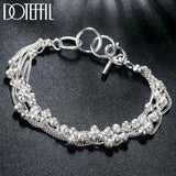 925 Silver Frosted Grape Bead Ball Bracelet Wedding Jewelry
