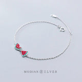 925 Silver Enamel Watermelon Bracelet for Women
