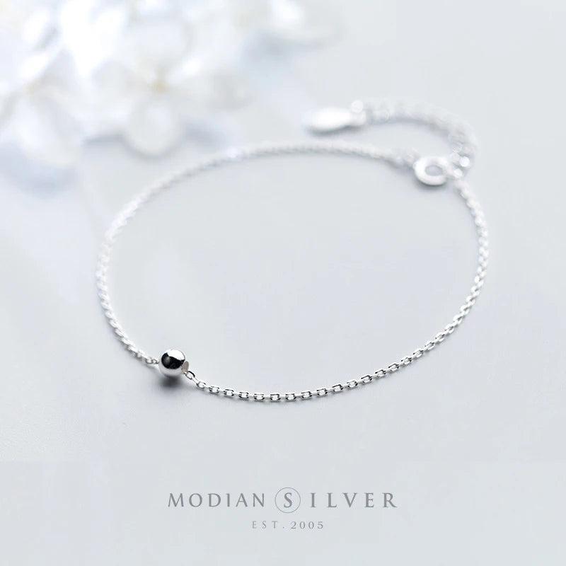 Minimalist Beads Chain Bracelet 925 Silver Jewelry for Women