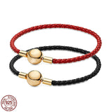 925 Silver Leather Bracelet Couples Bracelet DIY Jewelry