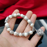 Cellacity Hollow heart Bracelet Silver 925 Jewelry Natural Freshwater Pearl