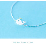 925 Sterling Silver Girls Charm Chain Bracelet Baleine Fish Jewelry