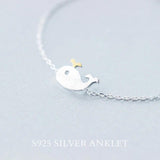925 Sterling Silver Girls Charm Chain Bracelet Baleine Fish Jewelry