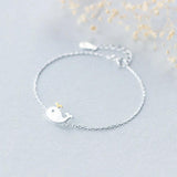 925 Sterling Silver Girls Charm Chain Bracelet Baleine Fish Jewelry