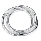 925 Silver 3-Line Smooth Bangle Bracelet Wedding Engagement Party