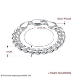 925 Silver 10mm Sideways Chain Bracelet For Men Women Wedding Party Jewelry