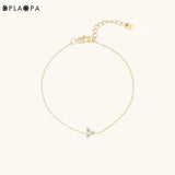 DPLAOPA 925 Silver Zircon CZ 3 Charm Lutos Chain Bracelet Women Jewelry