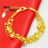 Vietnam Sand 24K Lucky Beads Bracelet Charms Fine Jewelry Sets Women Bangle