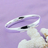 925 Sterling Silver Round Bracelet Bangles Big Bangle Women Gift