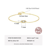 925 Silver Square Zircon Lady Bracelet Thin Chain CZ High Woman Bangle