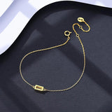 925 Silver Square Zircon Lady Bracelet Thin Chain CZ High Woman Bangle