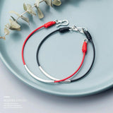 925 Sterling Silver Red Rope Couple Bracelet Ethnic Style