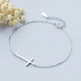 925 Silver Cross Chain Link Women Bracelet Valentine Gift