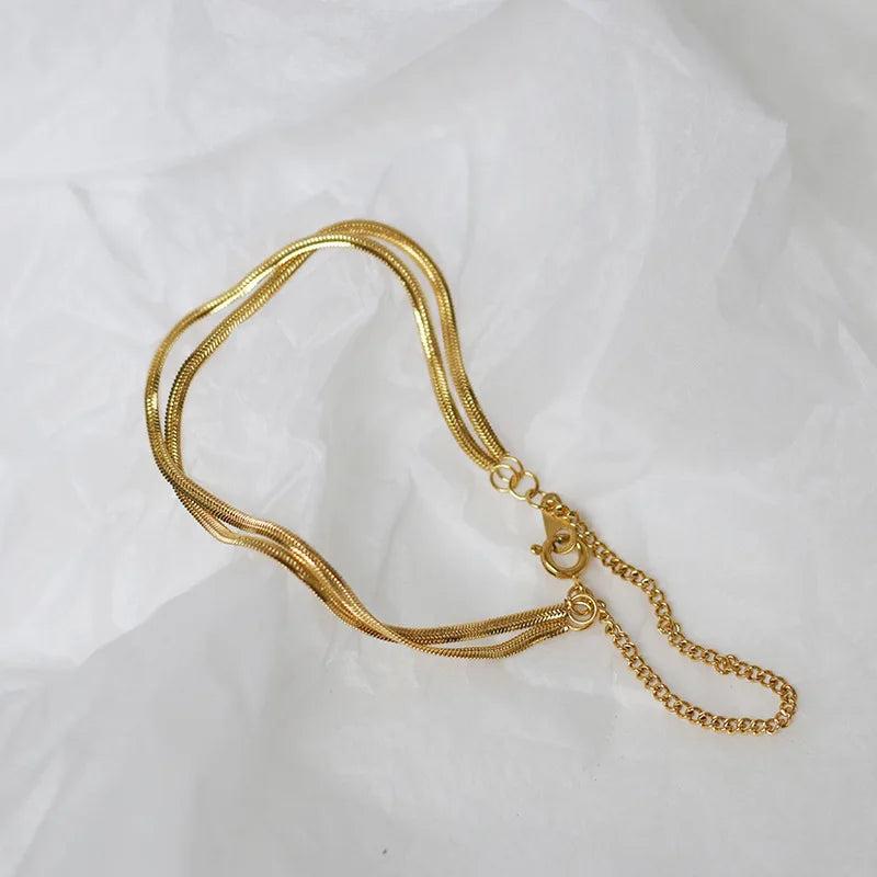 Double Layer Snake Chain Titanium Bracelet For Women