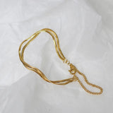 Double Layer Snake Chain Titanium Bracelet For Women
