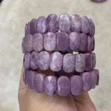 Purple Lepidolite Stone Beads Bracelet Gemstone Jewelry Bangle