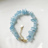 Natural Aquamarine Bracelet Stone Irregular Jewelry For Women