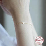 925 Sterling Silver 14K Heart Shaped Bracelet for Women