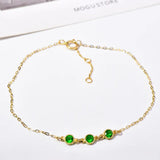 925 Silver Emerald/White Zircon Bracelet French Chain