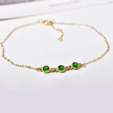 925 Silver Emerald/White Zircon Bracelet French Chain