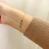 925 Silver Emerald/White Zircon Bracelet French Chain