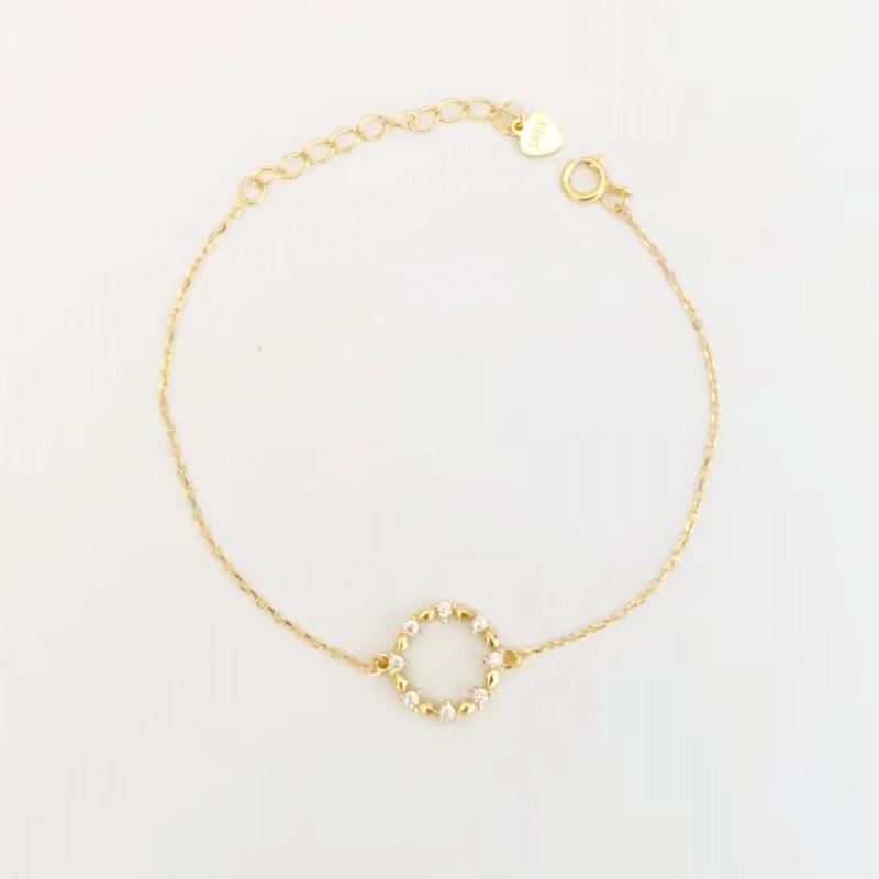 925 Silver Zircon Round Bracelet Geometric Style