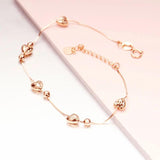 Purple Soft Chain Heart Bracelet 14K Rose Plated Romantic Gift