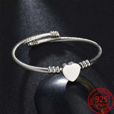 Stainless Steel Love Charm Bracelet Adjustable Open Couple Bracelet